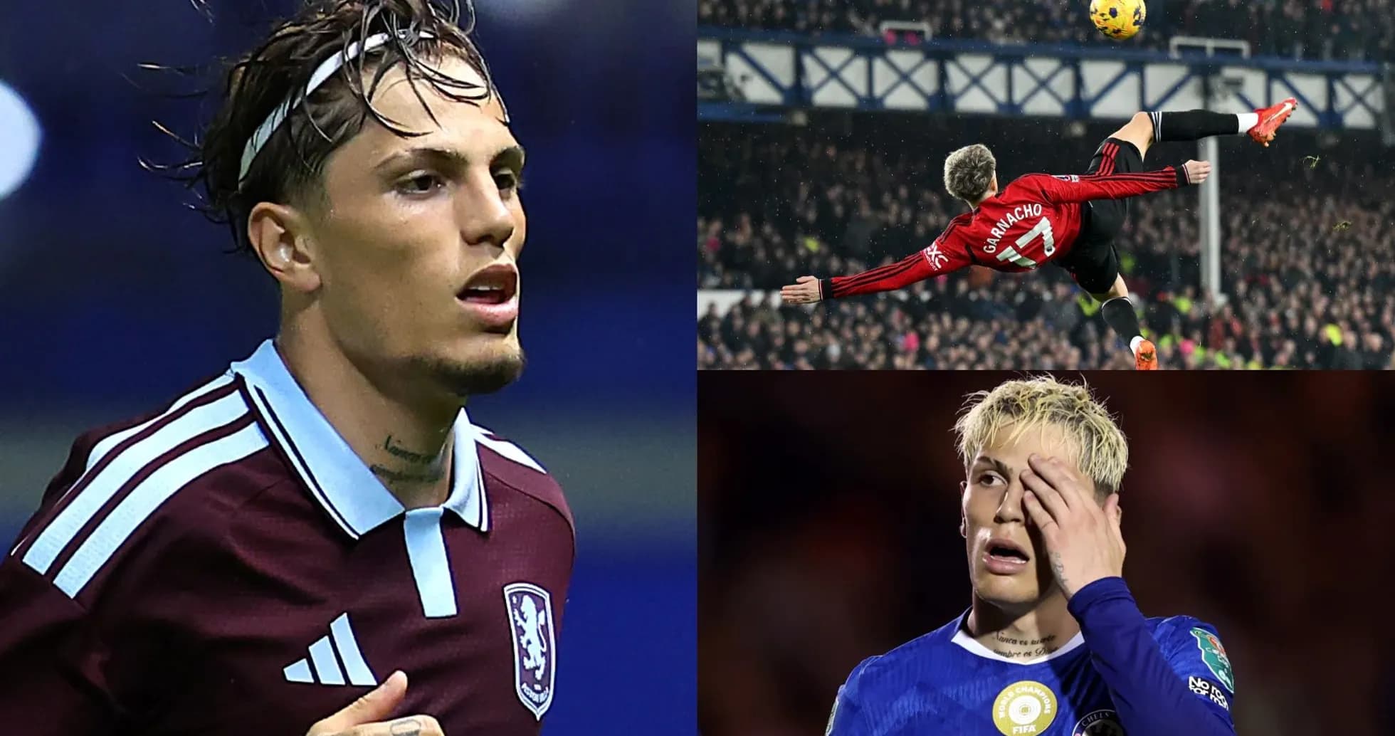 Trois joueurs de football en action et expression