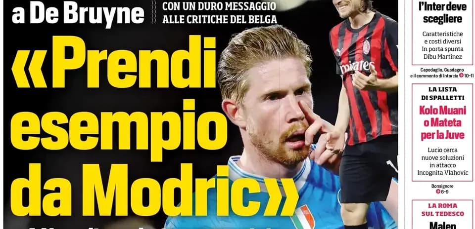 Kevin De Bruyne featured in sports newspaper headline