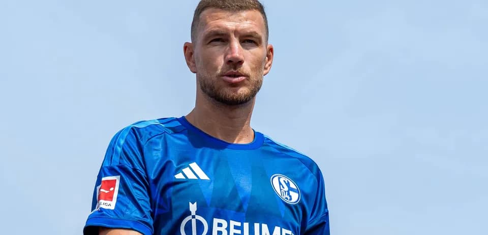 Joueur portant un maillot bleu de Schalke 04