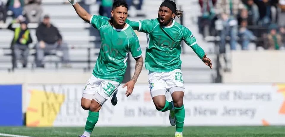 Joueurs célébrant un but lors du match