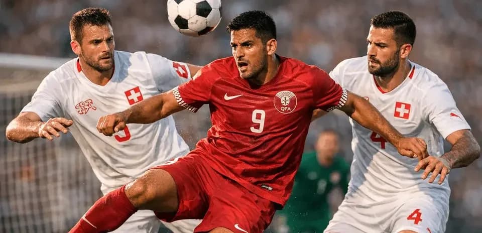 Joueurs du Qatar et de la Suisse en compétition