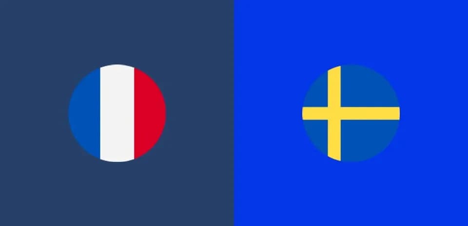 Drapeaux de la France et de la Suède sur fond coloré