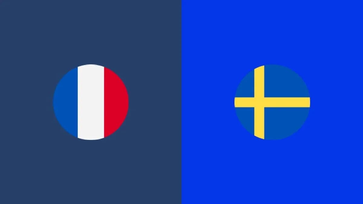Drapeaux de la France et de la Suède sur fond coloré