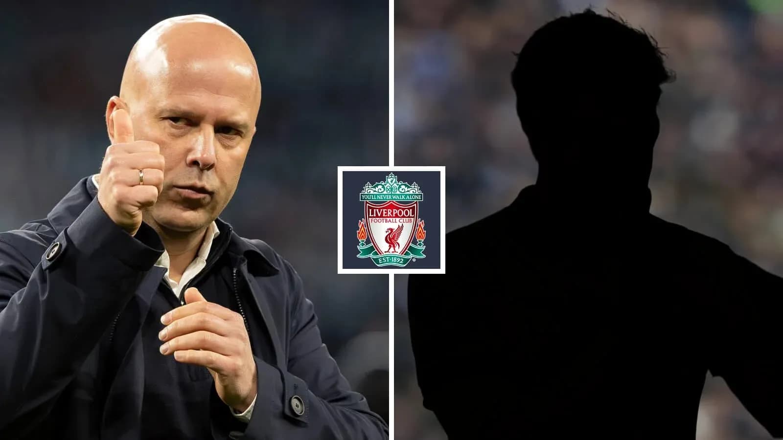 Entraîneur faisant un geste positif avec Liverpool en arrière-plan