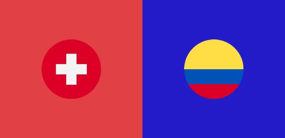 Drapeaux de la Suisse et de la Colombie côte à côte