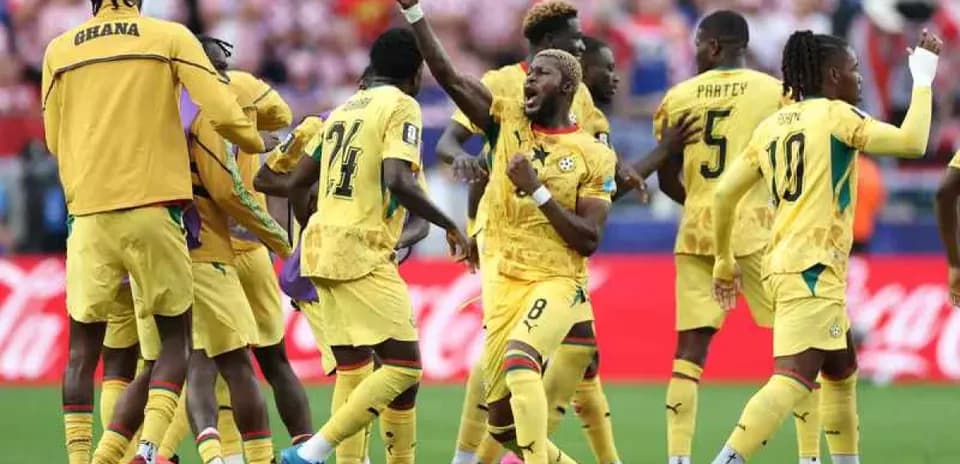 Joueurs du Ghana célébrant un but