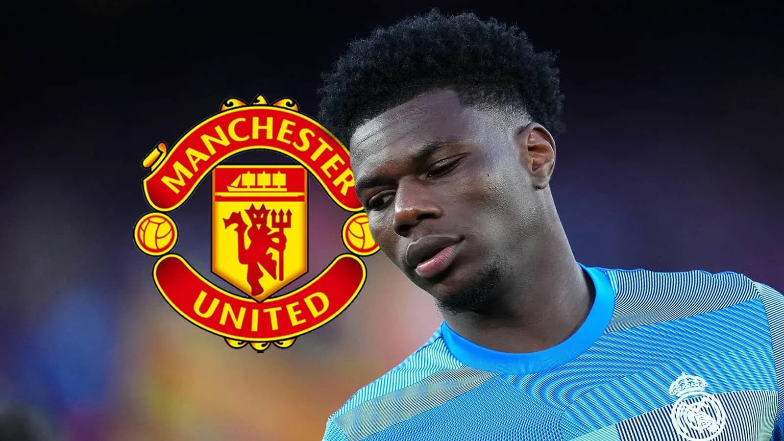 Joueur en tenue de gardien avec logo de Manchester United