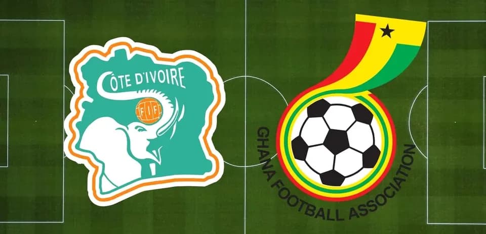Logos de la Côte d'Ivoire et du Ghana sur terrain