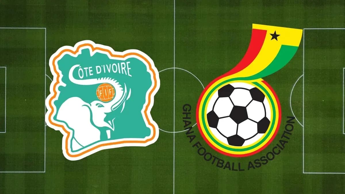 Logos de la Côte d'Ivoire et du Ghana sur terrain