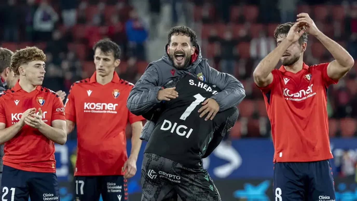 Joueurs d'Osasuna célébrant une victoire