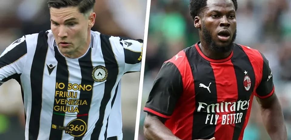 Joueurs d'Udinese et AC Milan en action