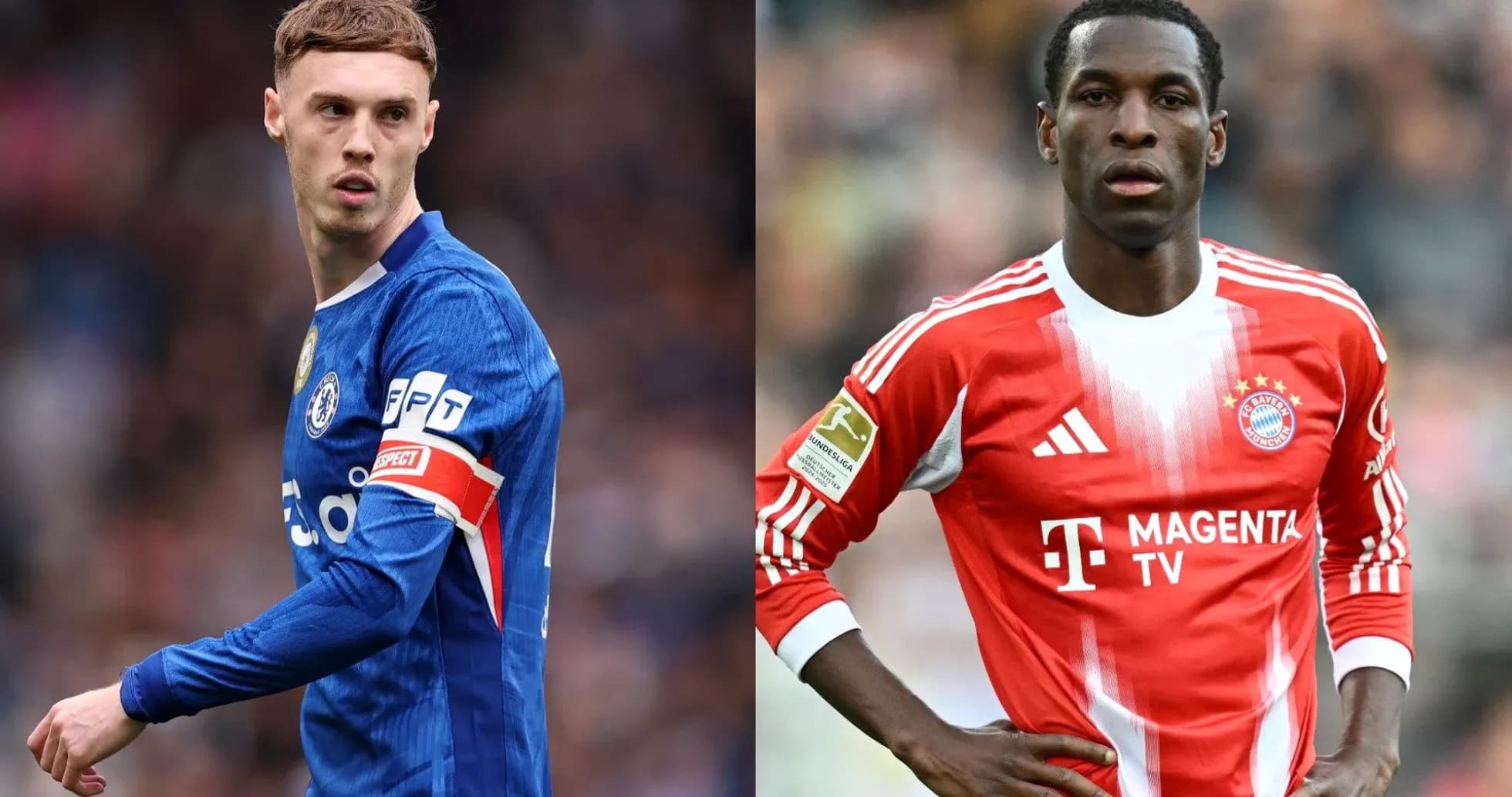 Joueurs de Chelsea et Bayern Munich sur le terrain