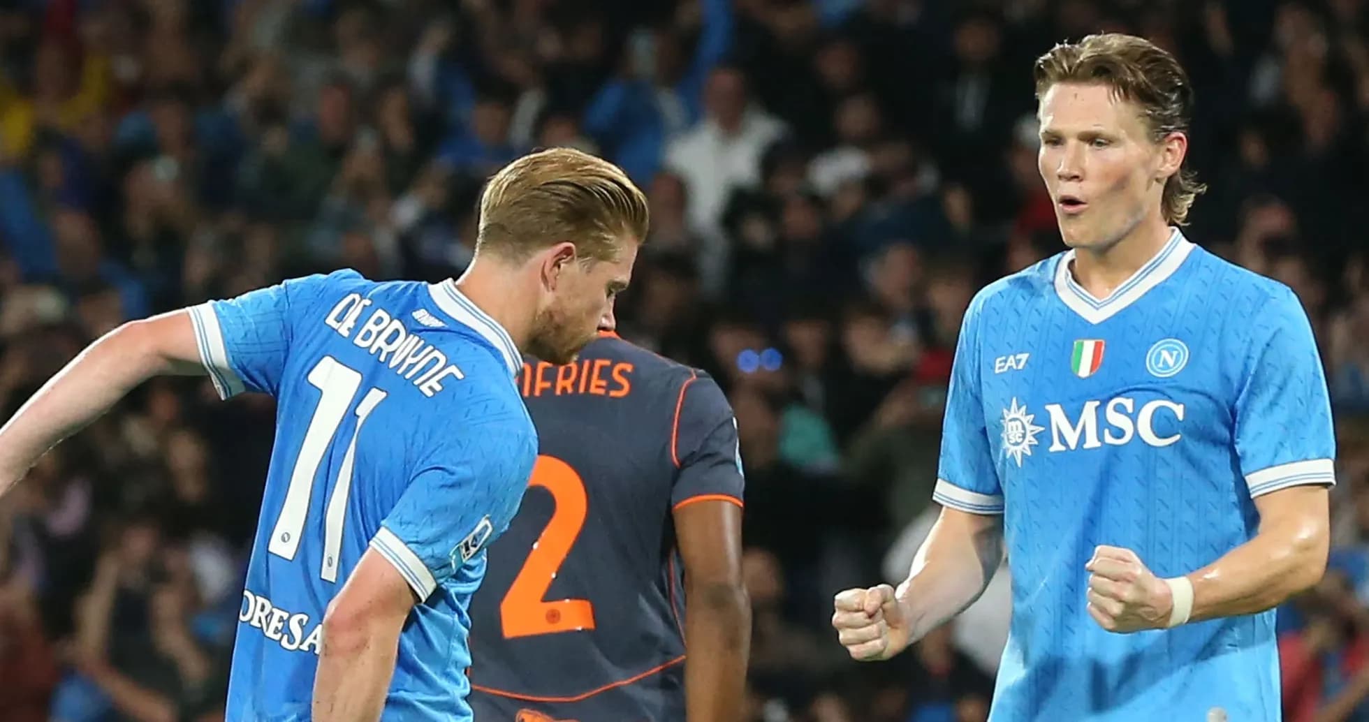 Joueurs de Naples célébrant un but lors du match
