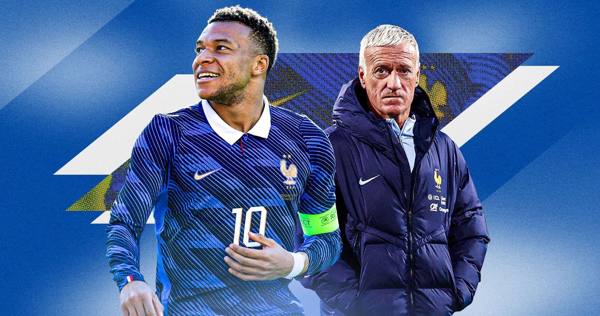 Kylian Mbappé et Didier Deschamps en maillot français