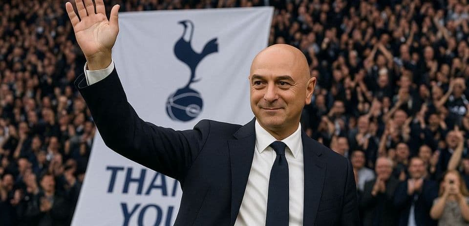Homme saluant devant des supporters de Tottenham