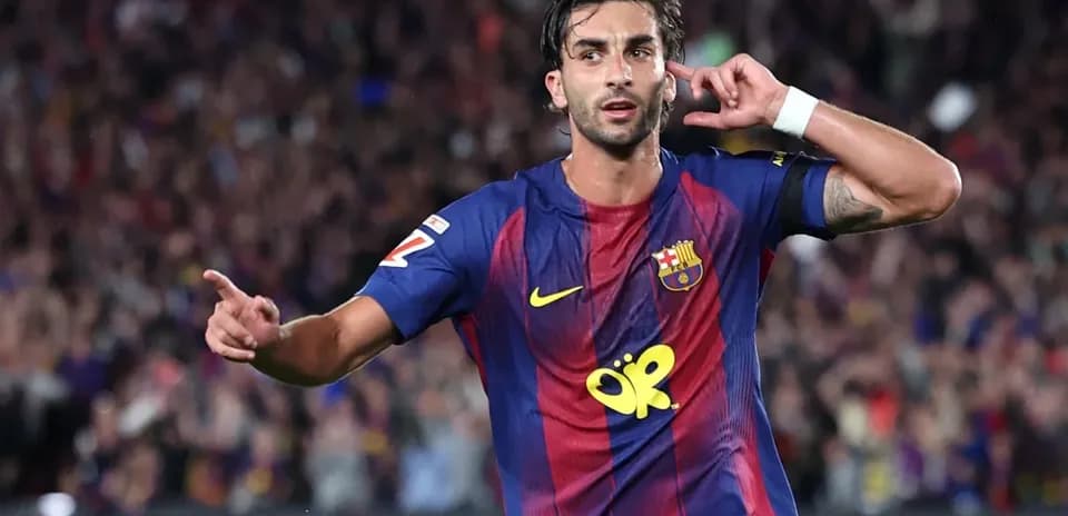 Joueur de Barcelone célébrant un but au stade