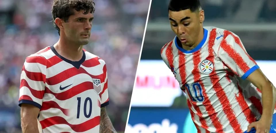 Joueurs des États-Unis et du Paraguay en action