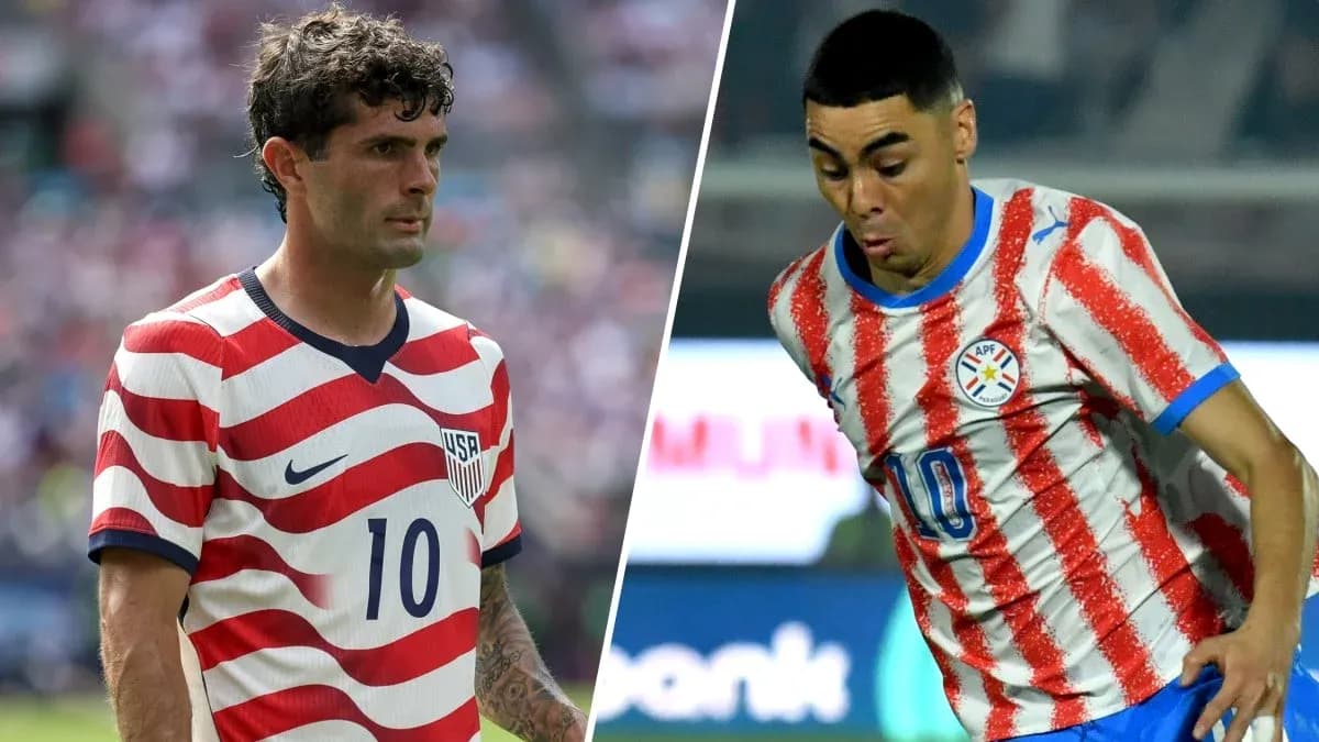 Joueurs des États-Unis et du Paraguay en action