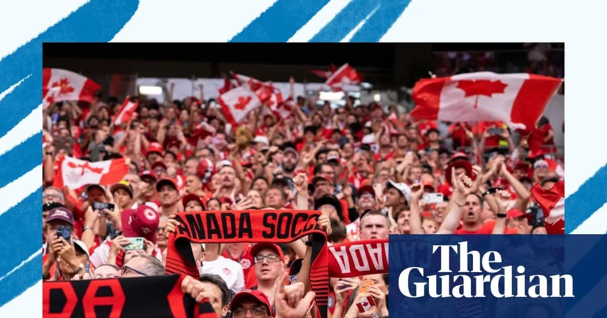 Supporters celebrating with flags at a soccer match