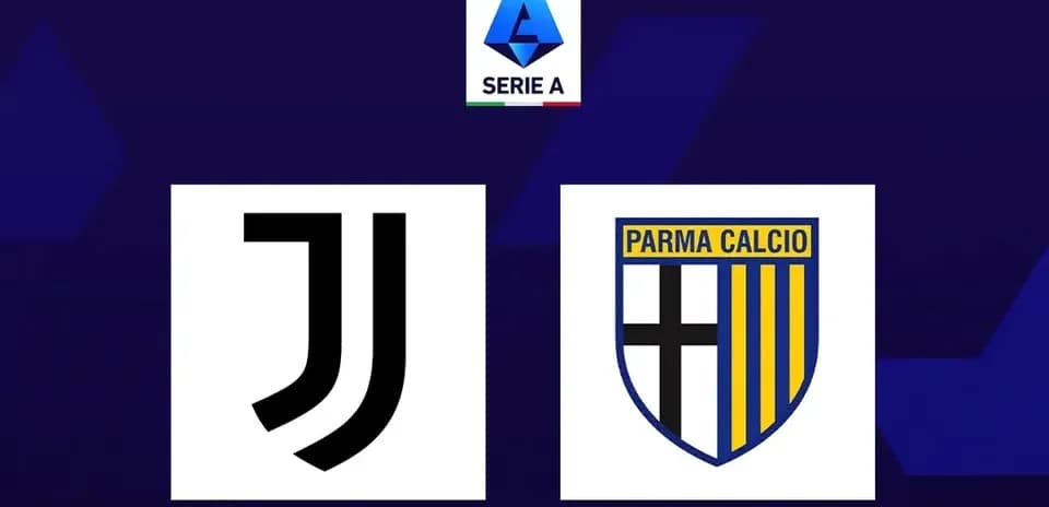 Logos de Juventus et Parma Calcio sur fond Serie A