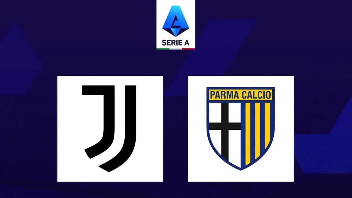 Logos de Juventus et Parma Calcio sur fond Serie A