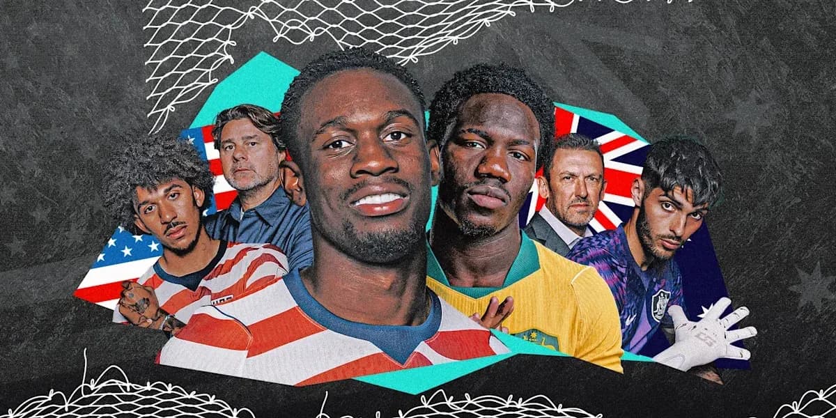 Collage of soccer players and coaches in jerseys