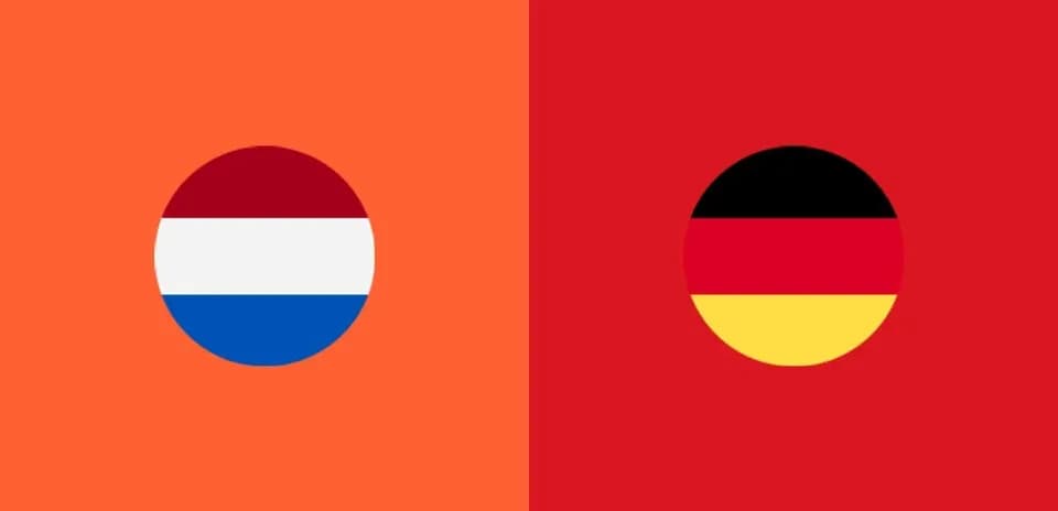 Drapeaux des Pays-Bas et d'Allemagne sur fond coloré