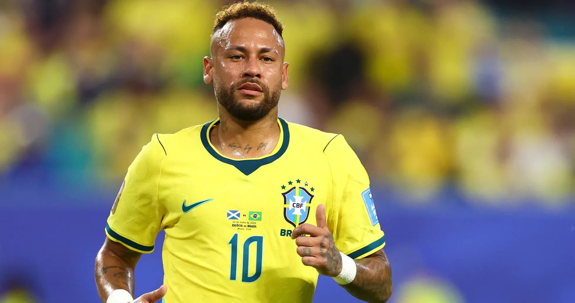 Neymar en action avec le maillot du Brésil