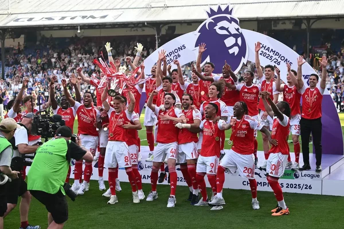 Joueurs d'Arsenal célébrant le titre de champions 2025/26