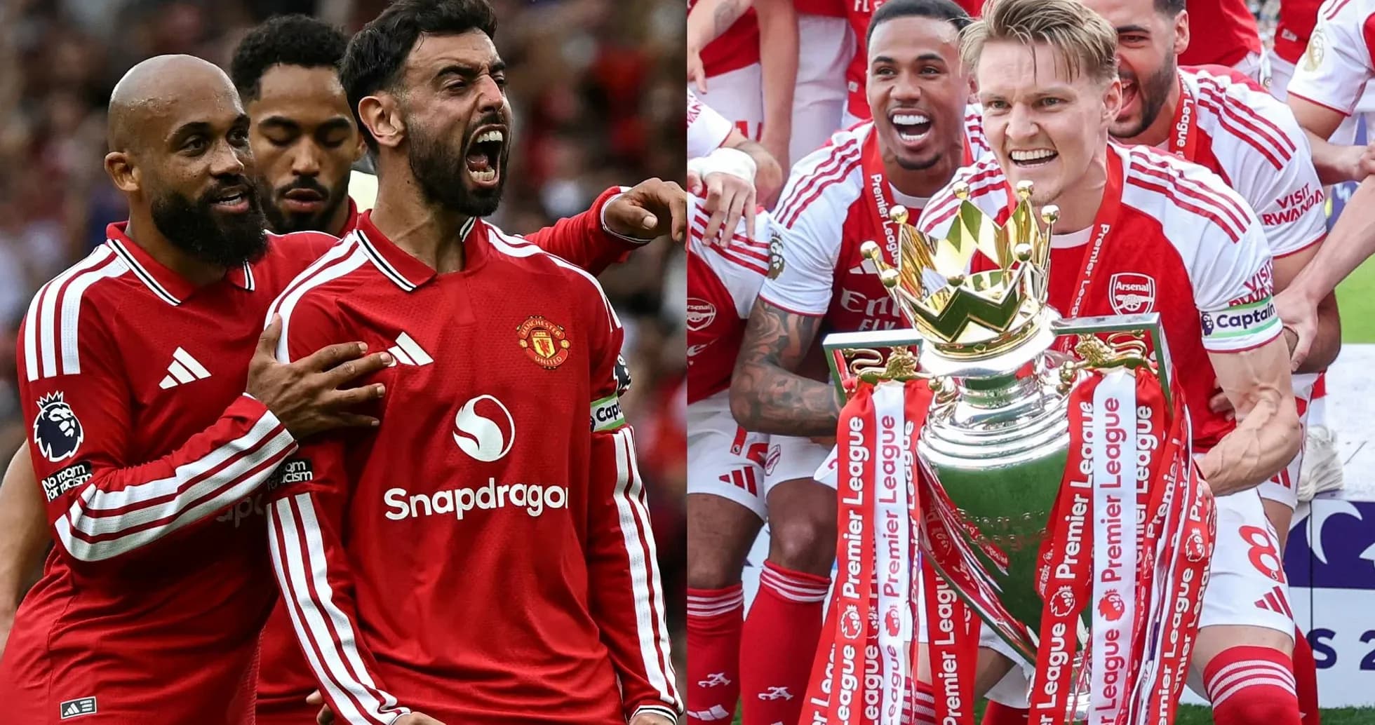 Joueurs de Manchester United et Arsenal célébrant des succès