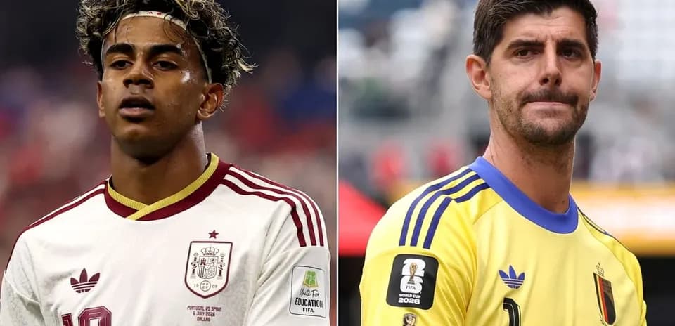 Joueurs de l'Espagne et de la Belgique au match