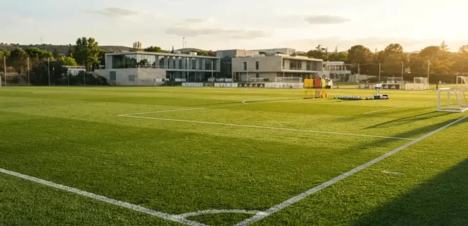 Terrain d'entraînement avec équipement de football installé