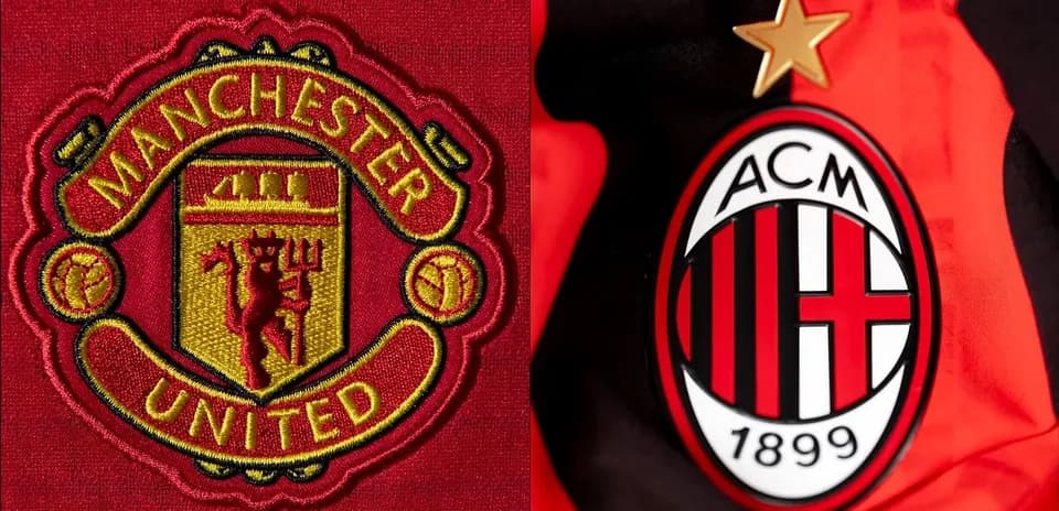 Logos de Manchester United et AC Milan sur tissu