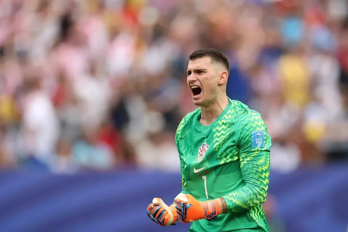 Gardien croate célébrant un arrêt lors du match