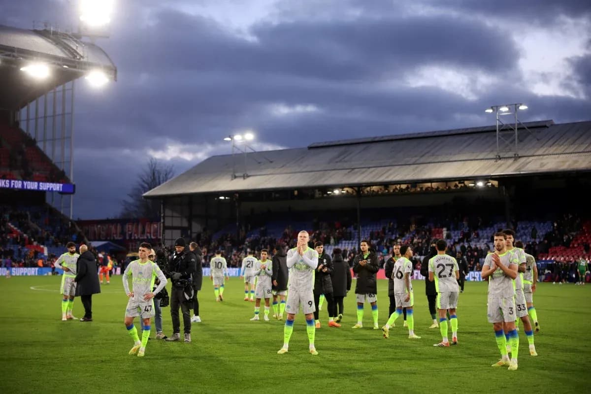 Joueurs de Manchester City après le match