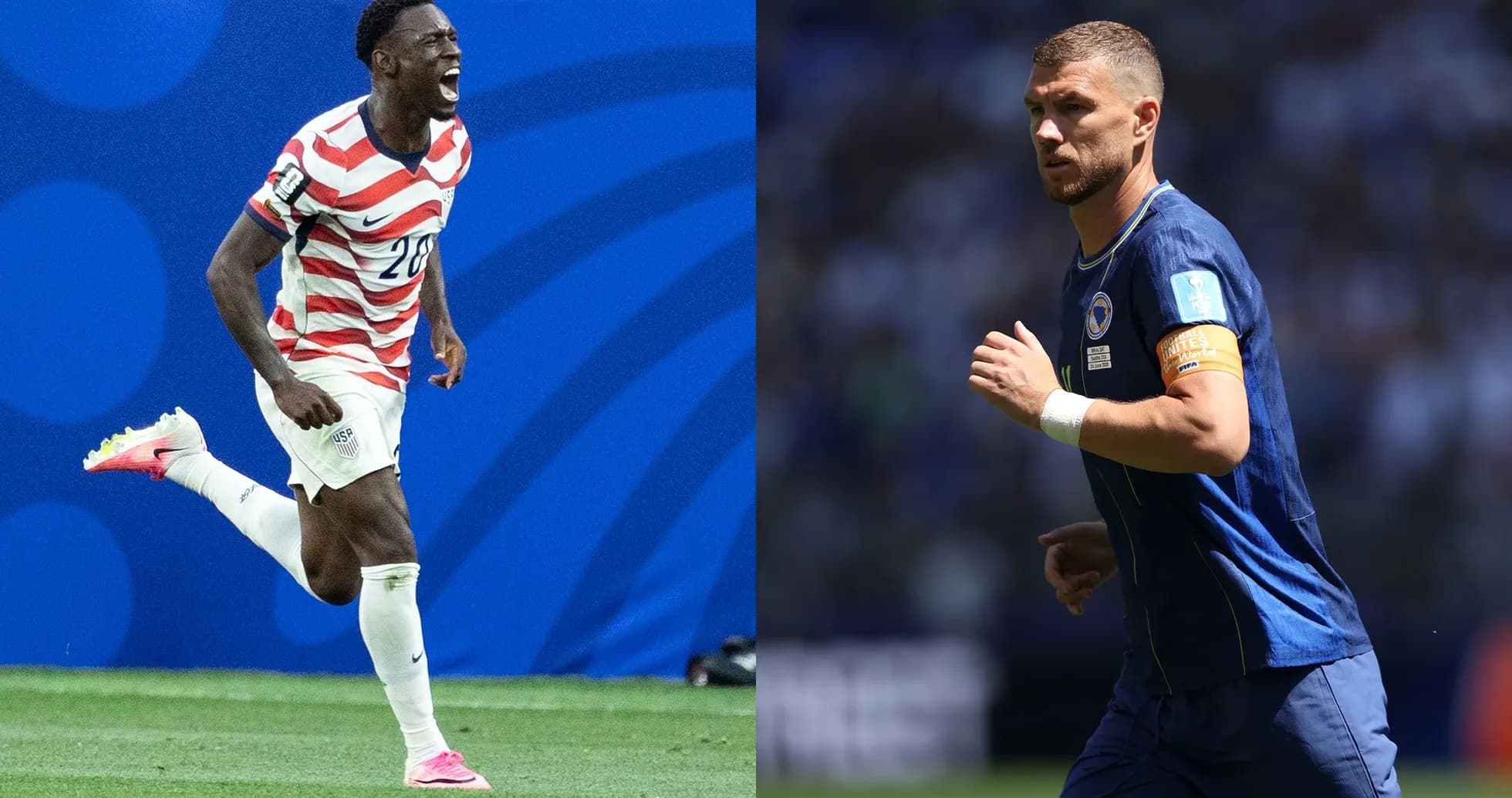 Joueurs des États-Unis et de la Bosnie en action