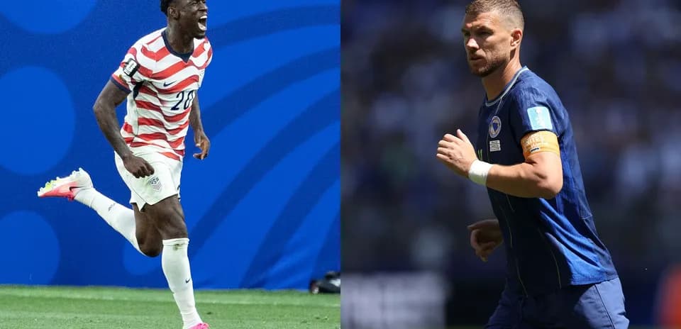 Joueurs des États-Unis et de la Bosnie en action