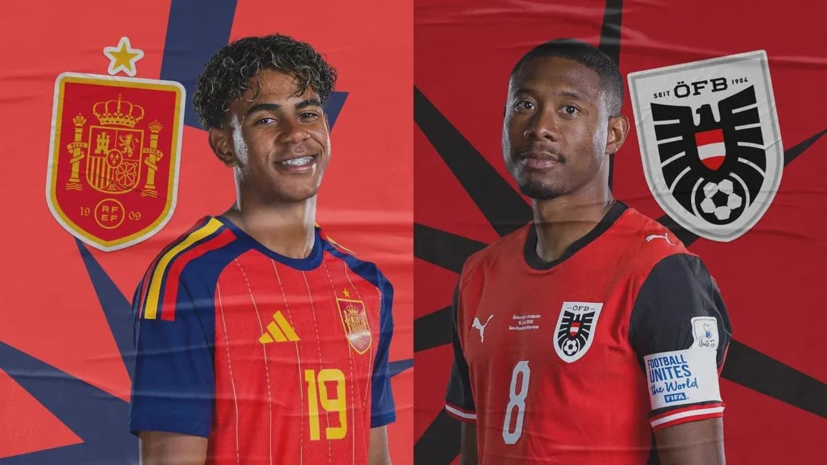 Joueurs de l'Espagne et de l'Autriche en maillots
