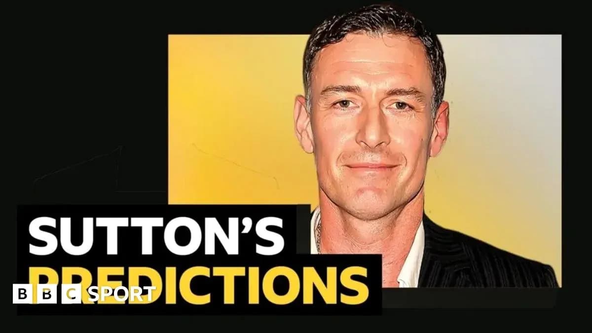 Homme souriant avec texte 'SUTTON'S PREDICTIONS'