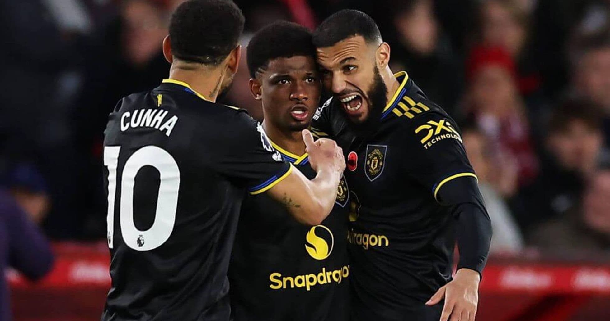 Joueurs de Manchester United célébrant un but