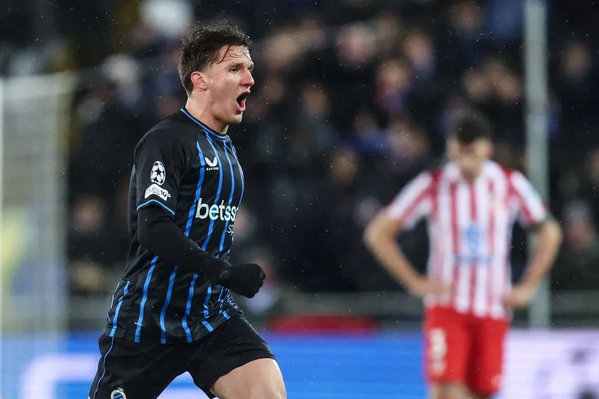 Joueur célébrant un but pour Club Brugge