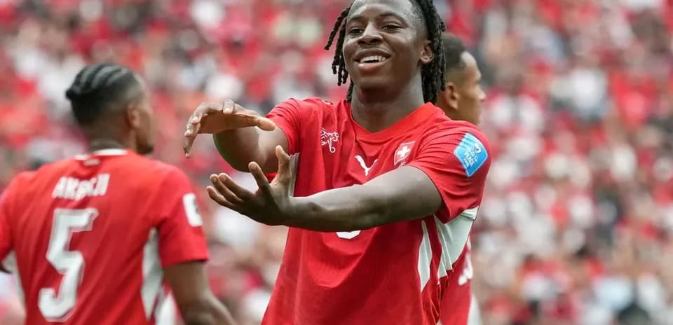 Joueur suisse célébrant avec ses coéquipiers