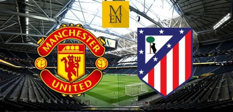 Logos de Manchester United et Atlético Madrid en stade