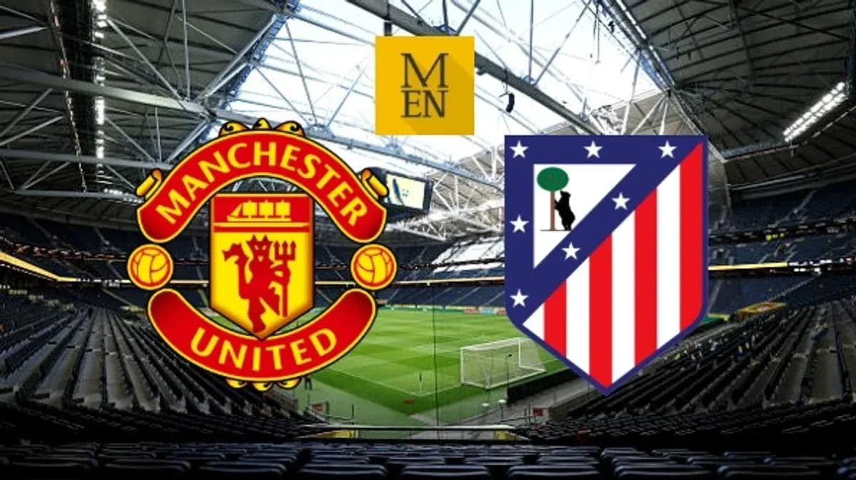 Logos de Manchester United et Atlético Madrid en stade