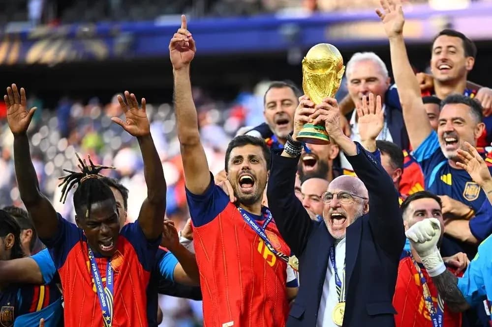 Équipe espagnole célébrant la victoire de la Coupe du Monde