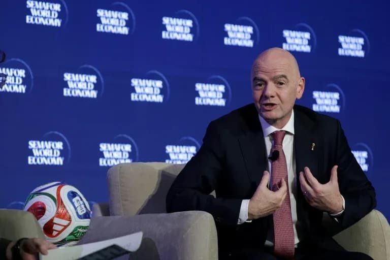 Gianni Infantino lors d'une conférence sur l'économie mondiale