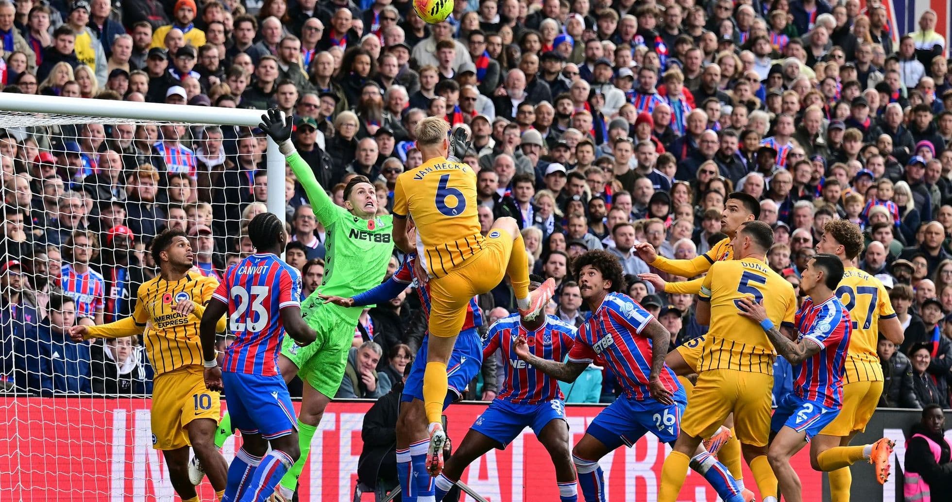 Players in action during Brighton vs Crystal Palace match.