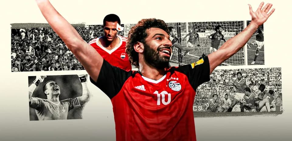Mohamed Salah celebrating with historical moments of Egypt