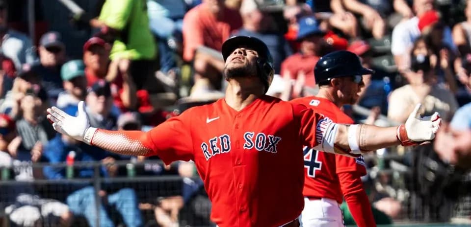 Joueur des Red Sox célébrant un moment au match