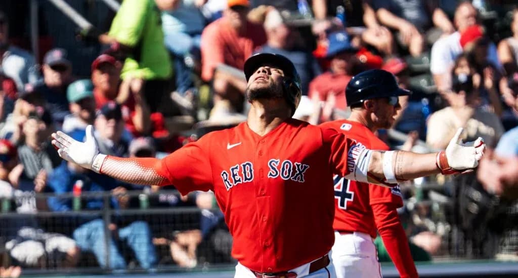 Joueur des Red Sox célébrant un moment au match